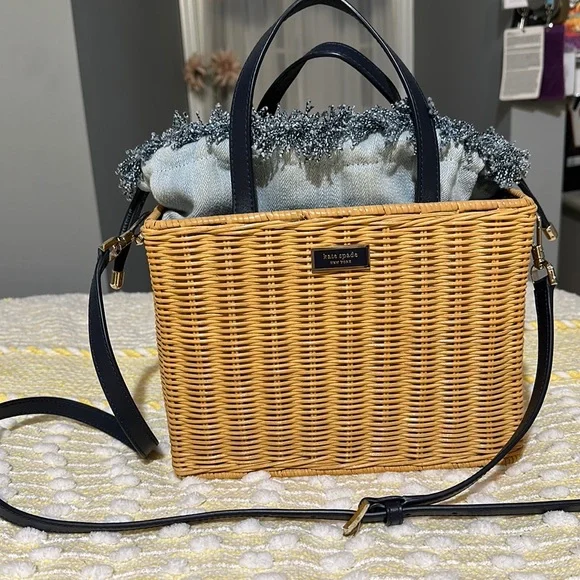 Bags Kate Spade Sam Wicker Medium Satchel Great Condition Poshmark - Main Image